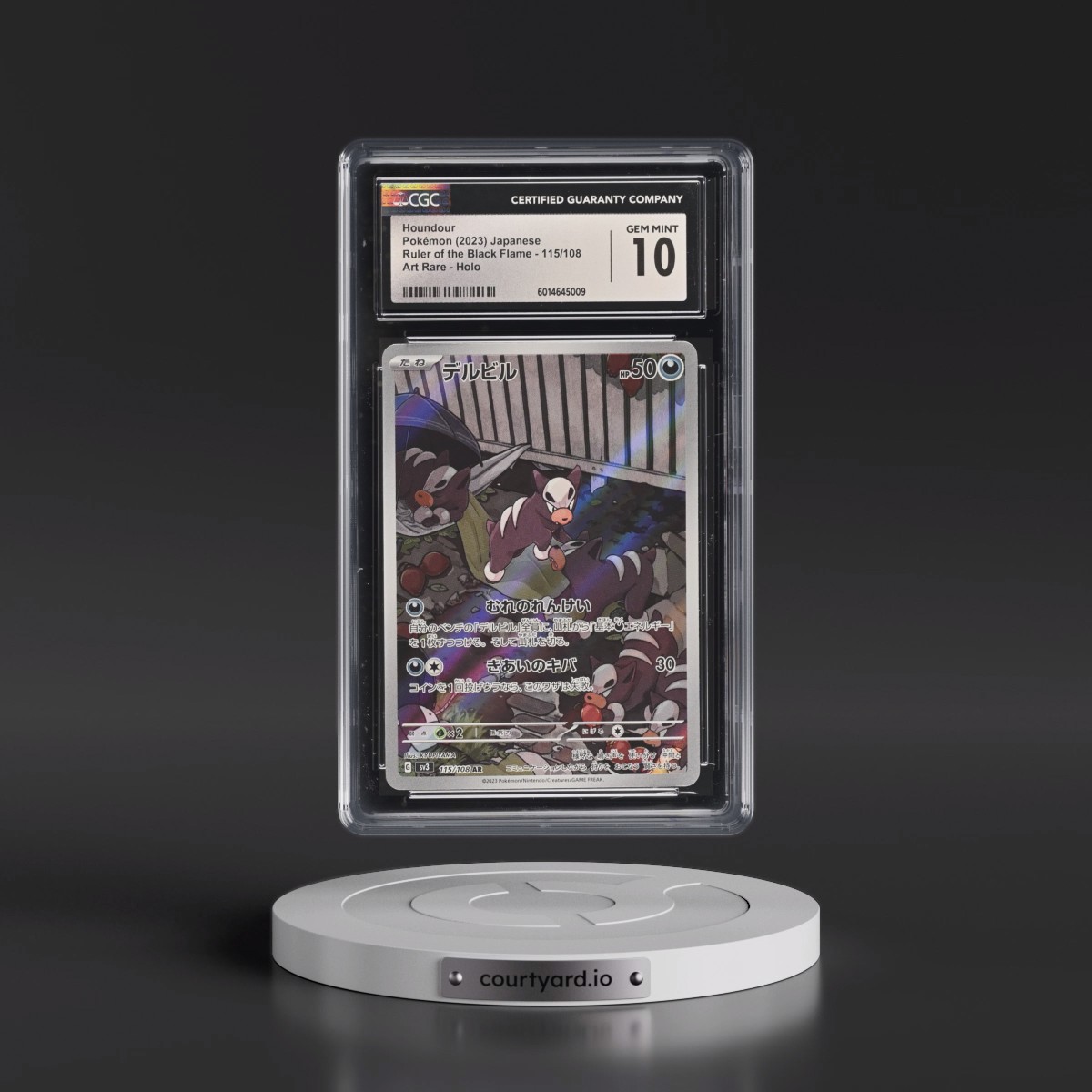 2023 Ruler of the Black Flame #115/108 Houndour - Art Rare Holo (CGC 10 GEM MINT)