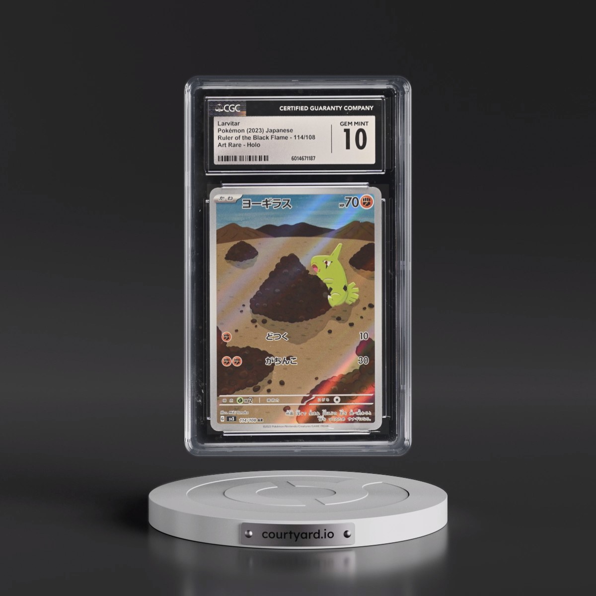 2023 Ruler of the Black Flame #114/108 Larvitar - Art Rare Holo (CGC 10 GEM MINT)