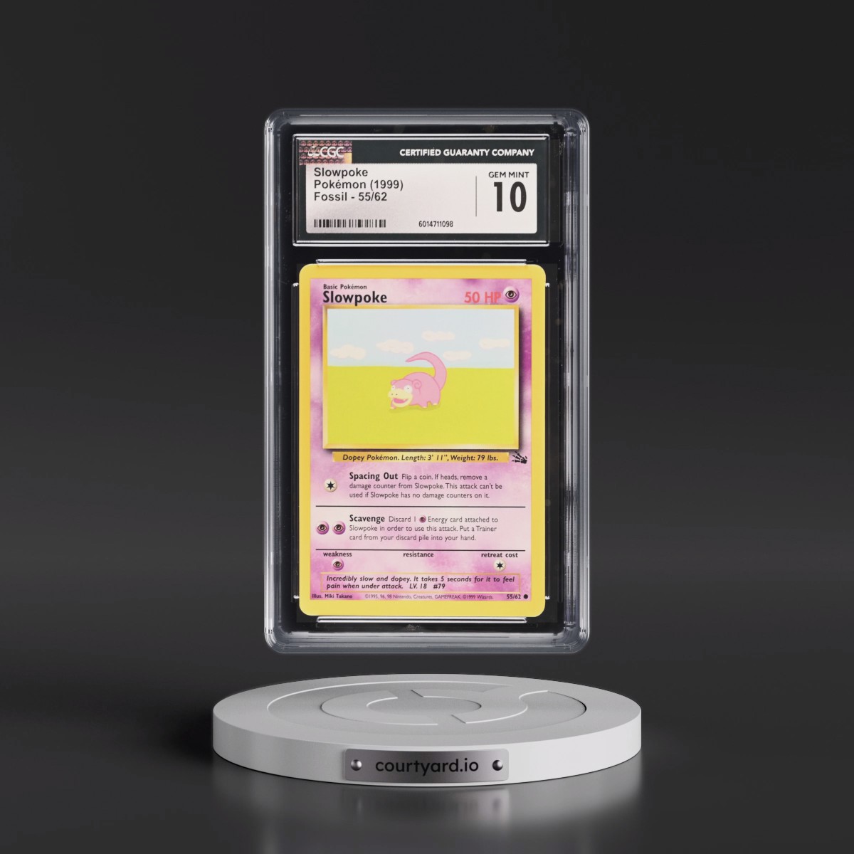 1999 Fossil #55/62 Slowpoke (CGC 10 GEM MINT)
