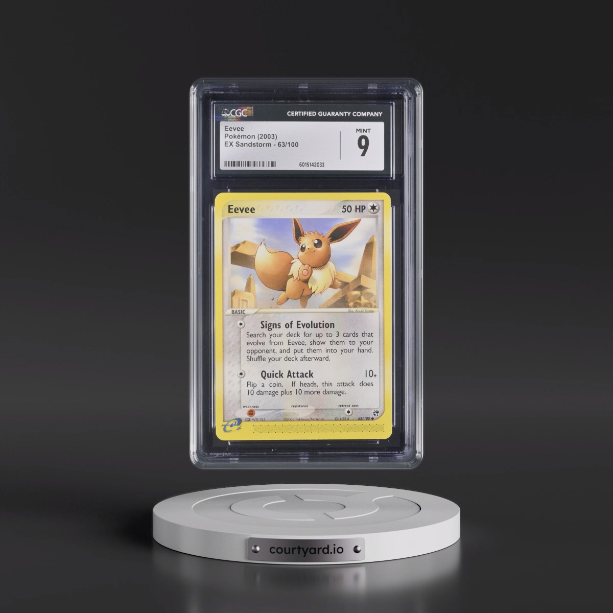 2003 EX Sandstorm (2003 Copyright, w/ "e" Symbol) #63/100 Eevee (CGC 9 MINT)