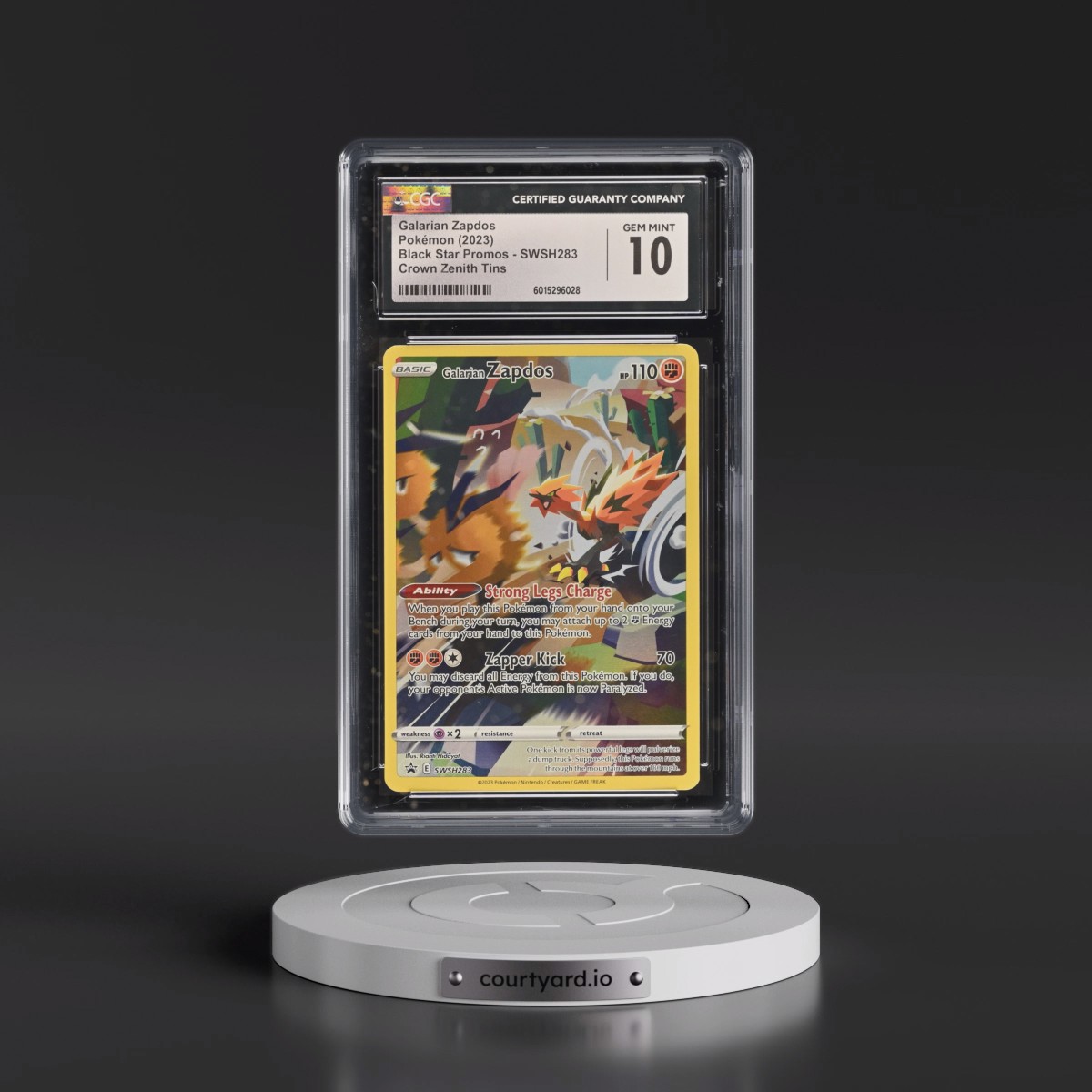 2017 Black Star Promos - Sword & Shield #SWSH283 Galarian Zapdos - Crown Zenith Tin (Holo) (CGC 10 GEM MINT)