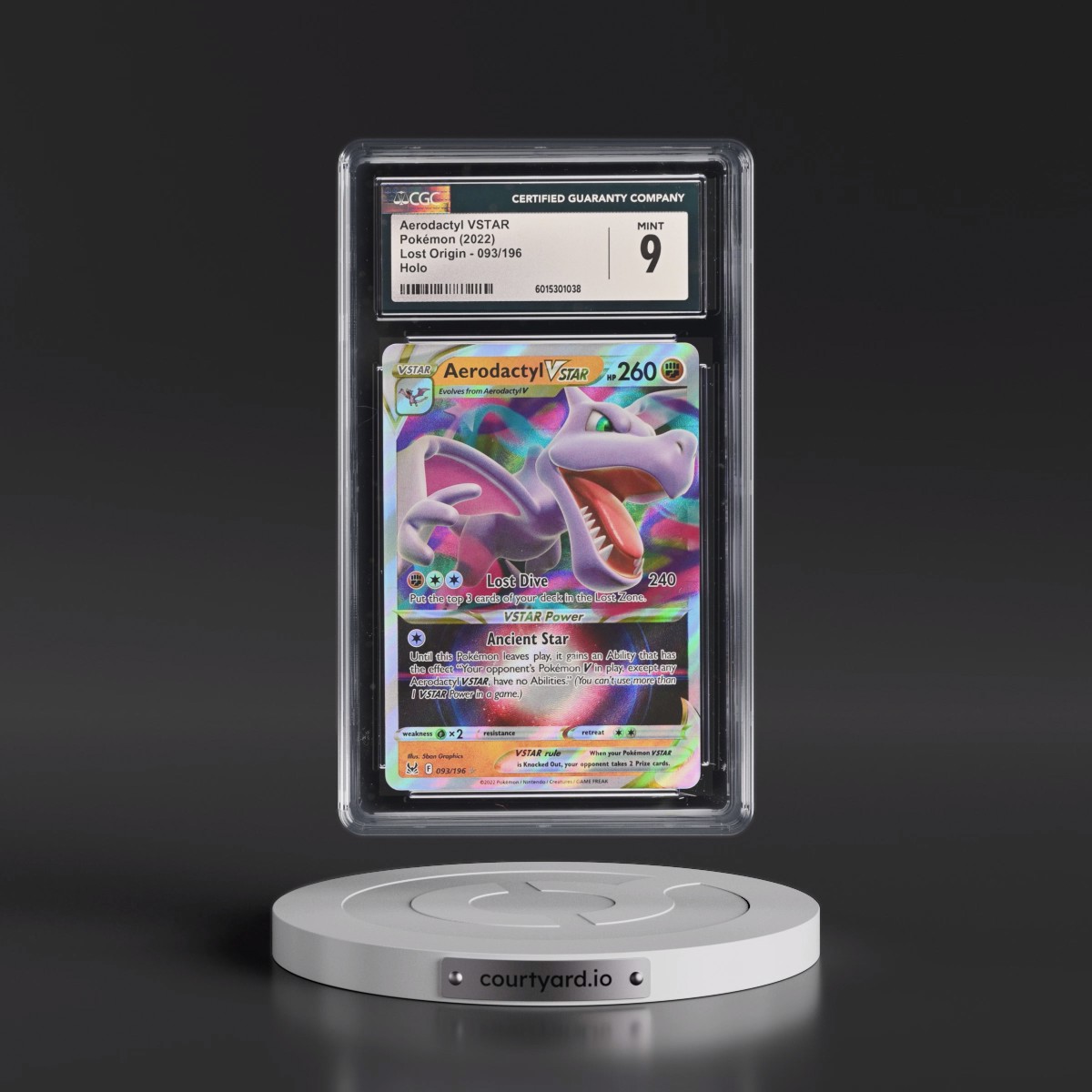 2022 Lost Origin #093/196 Aerodactyl VSTAR - Holo (CGC 9 MINT)