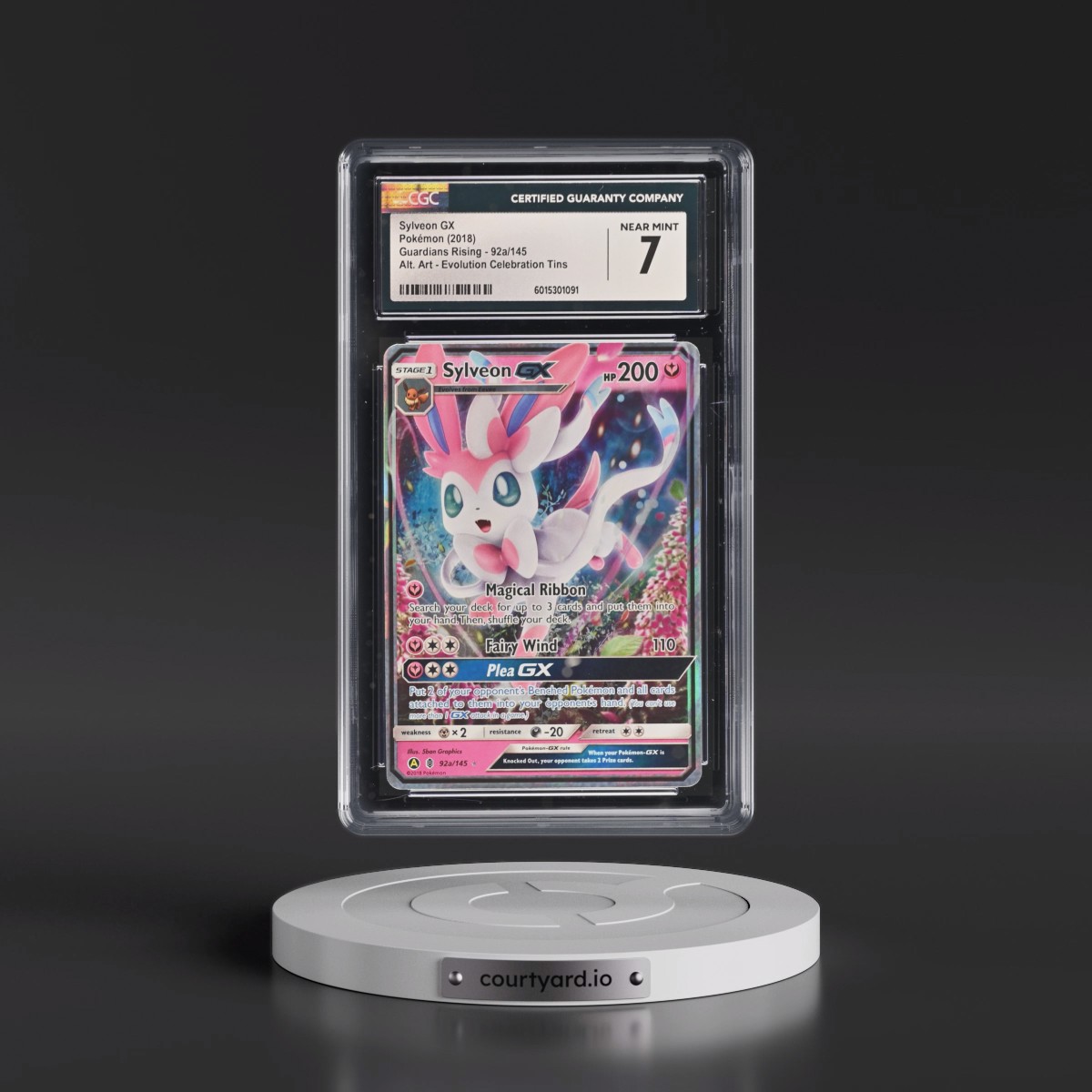 2017 Guardians Rising #92a/145 Sylveon GX - Evolution Celebration Tin (Holo) (CGC 7 NM)