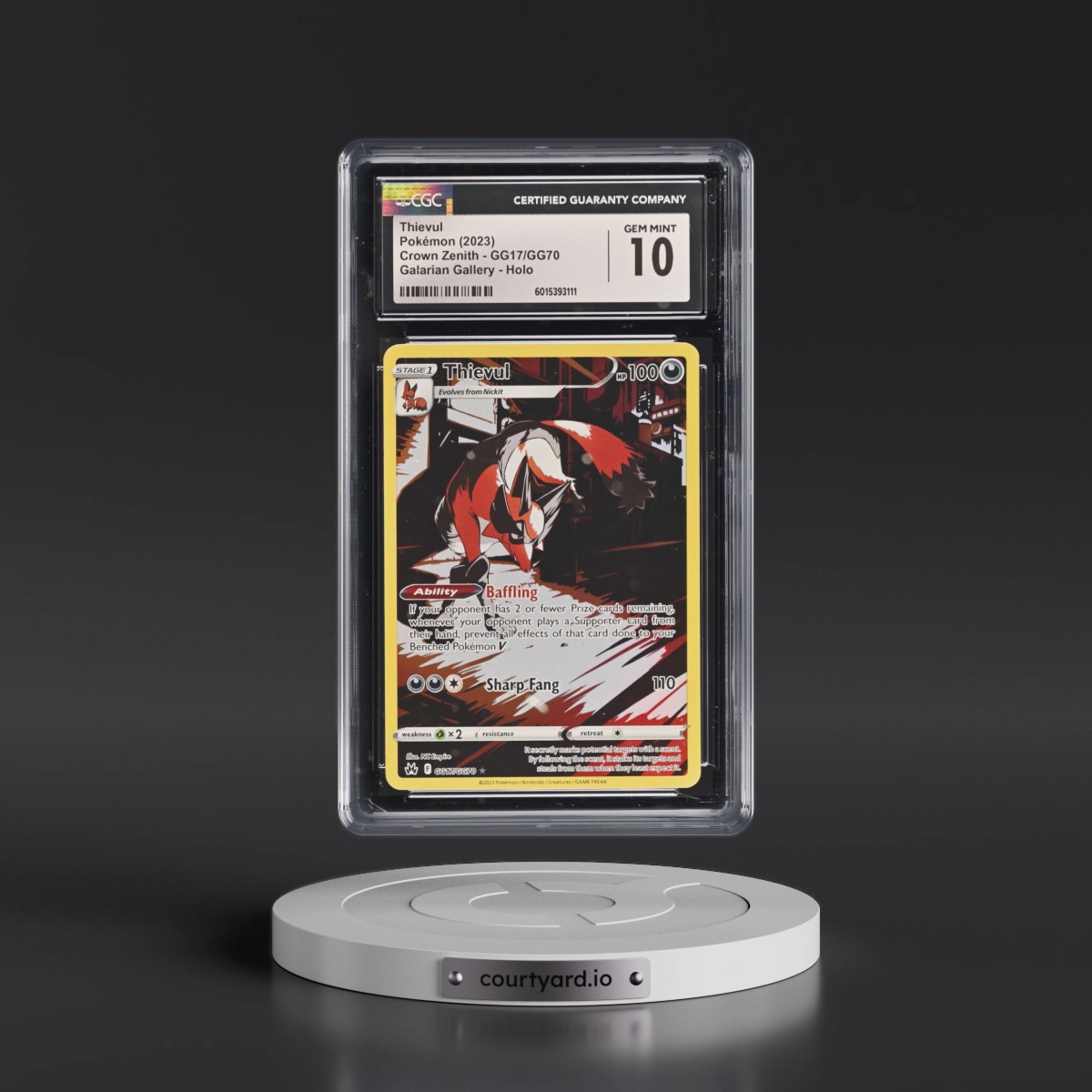 2023 Crown Zenith #GG17/GG70 Thievul - Galarian Gallery Holo (CGC 10 GEM MINT)