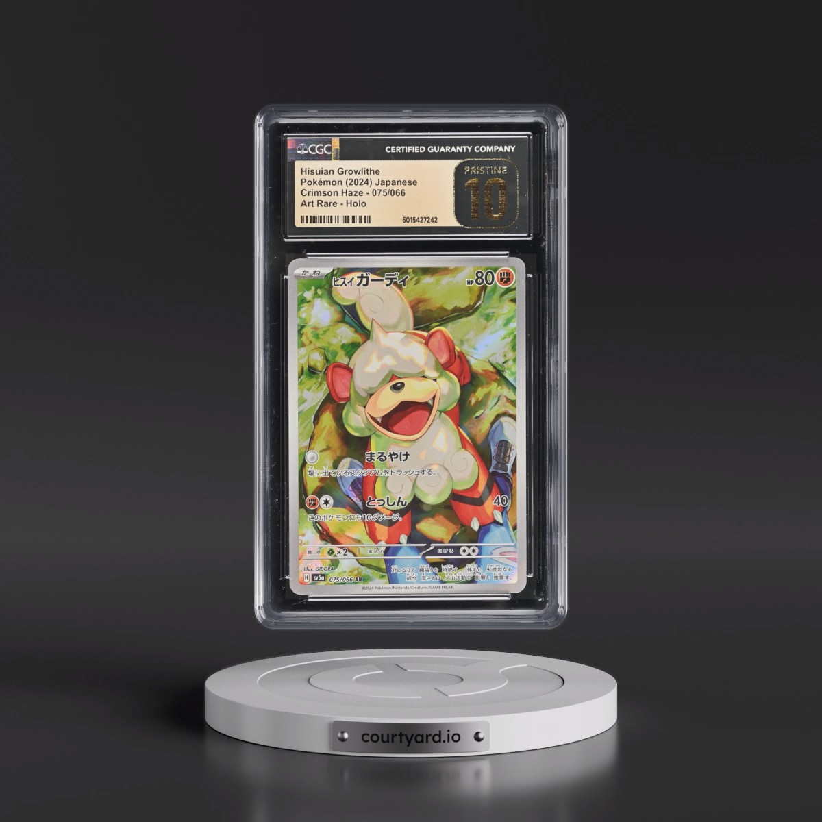 2024 Crimson Haze #075/066 Hisuian Growlithe - Art Rare Holo (CGC 10 PRISTINE)