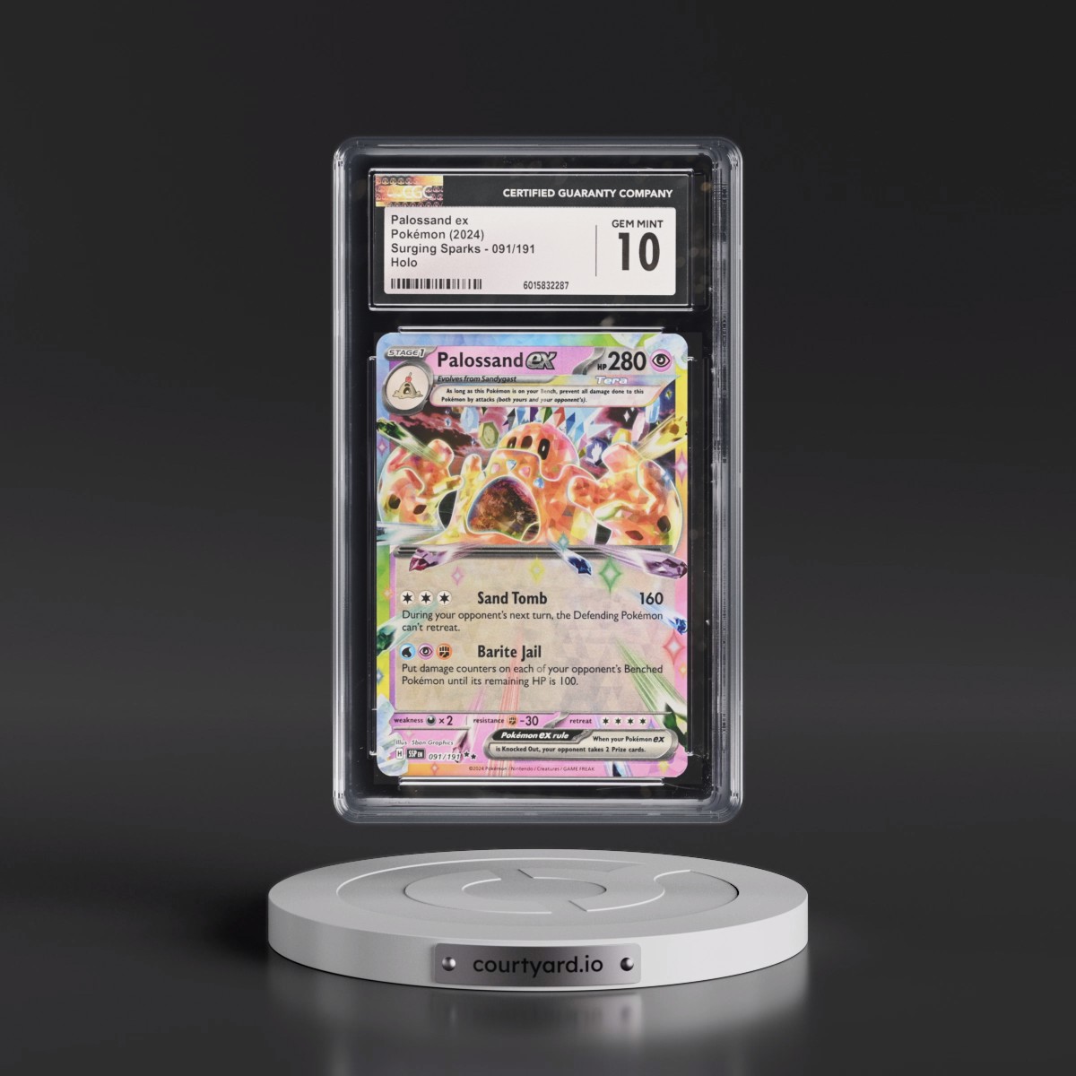 2024 Surging Sparks - SSP EN #091/191 Palossand ex - Holo (CGC 10 GEM MINT)