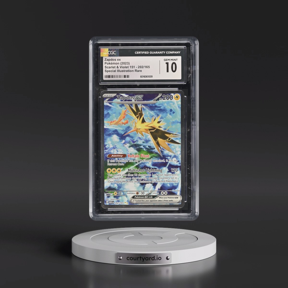 2023 Scarlet & Violet 151 - MEW EN #202/165 Zapdos ex - Special Illustration Rare (Holo) (CGC 10 GEM MINT)