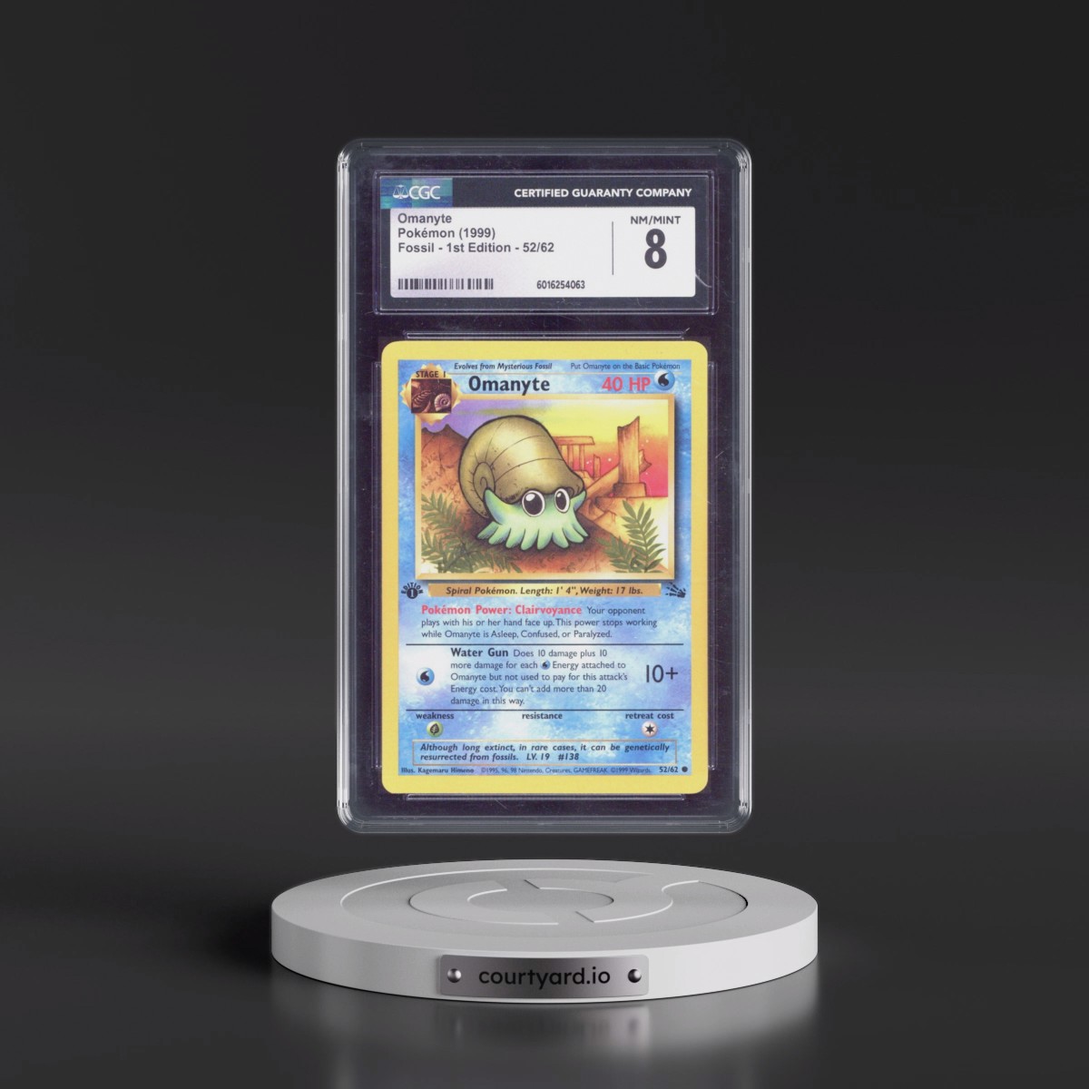1999 Fossil #52/62 Omanyte - 1st Edition 1st Edition (CGC 8 NM-MT)