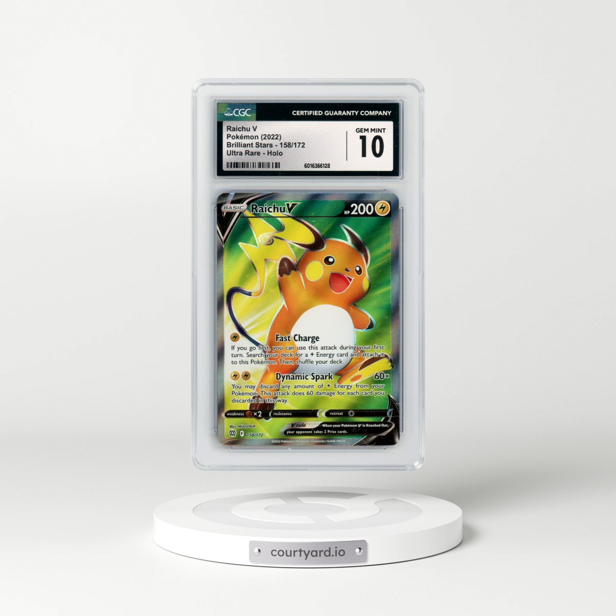 2022 Brilliant Stars #158/172 Raichu V - Ultra Rare Holo (CGC 10 GEM MINT)