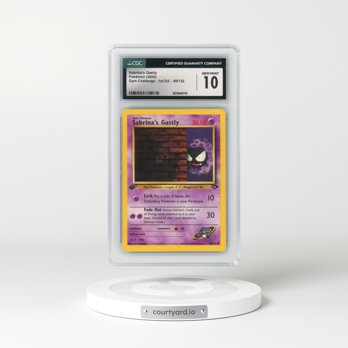 2000 Gym Challenge #96/132 Sabrina's Gastly - 1st Edition 1st Edition (CGC 10 GEM MINT)