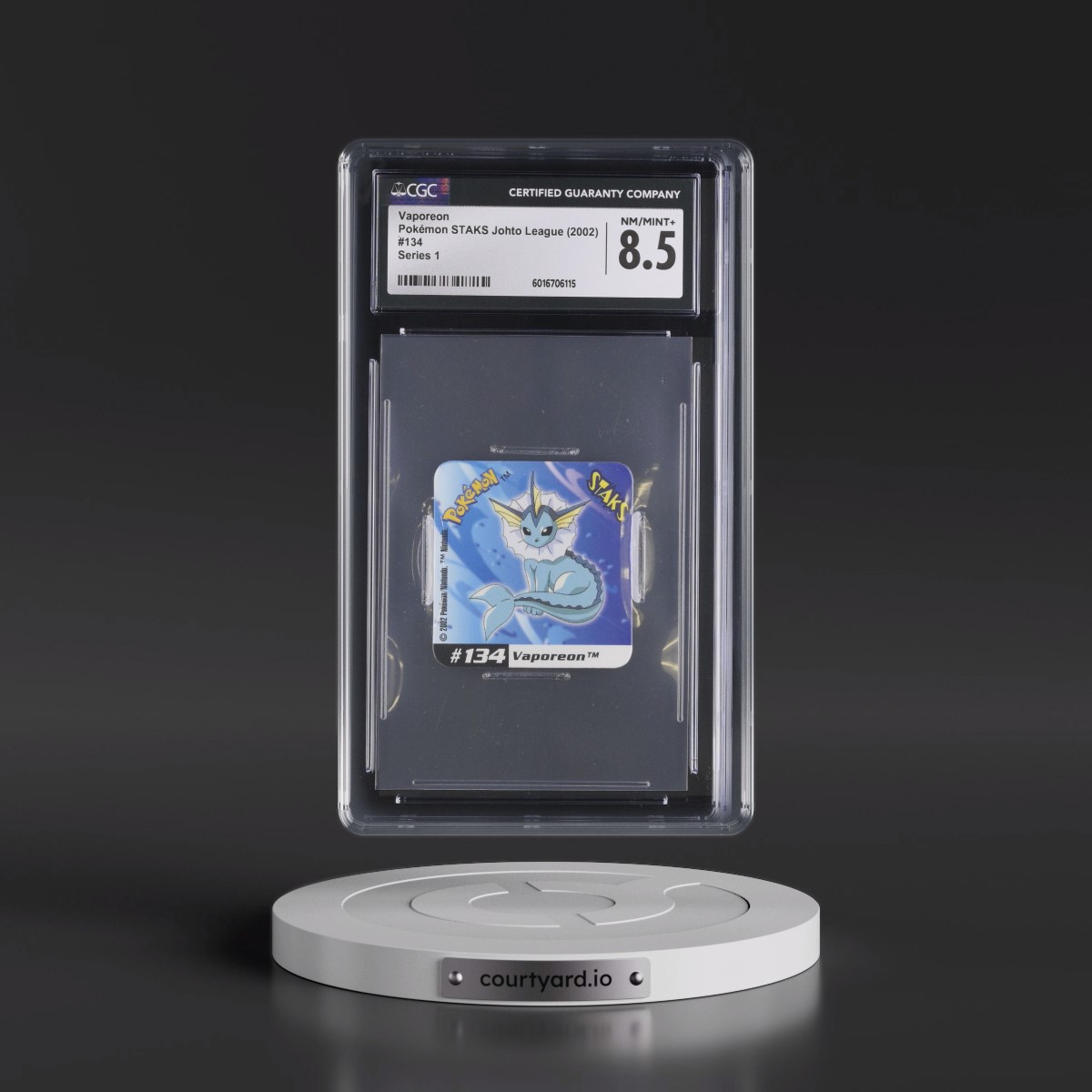 2002 Pokémon STAKS Johto League (Panini 2002) - English #134 Vaporeon - Series 1 (CGC 8.5 NM-MT+)