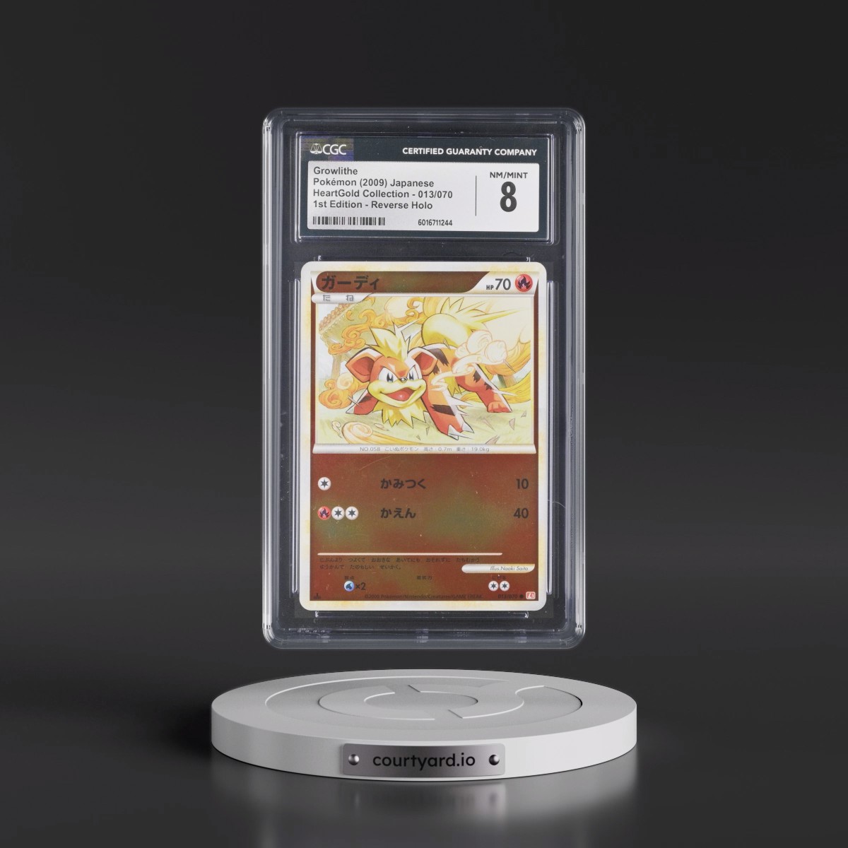 2009 HeartGold Collection - L1 (Red) #013/070 Growlithe - 1st Edition Reverse Holo (CGC 8 NM-MT)