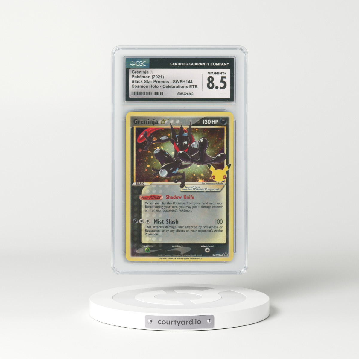 2017 Black Star Promos - Sword & Shield #SWSH144 Greninja ☆ - Cosmos Holo Celebrations ETB (CGC 8.5 NM-MT+)