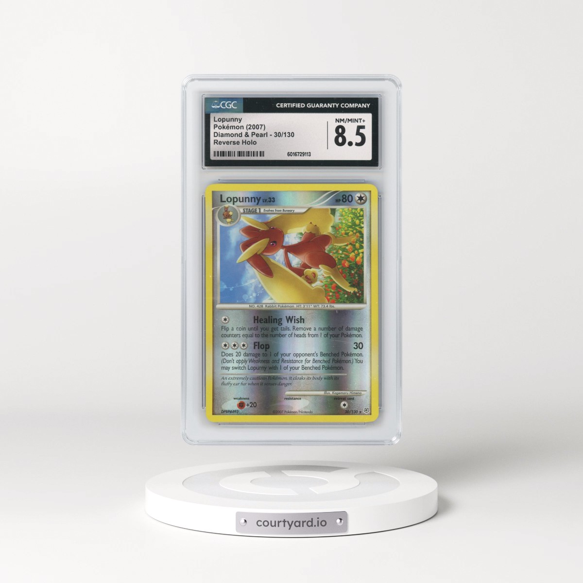 2007 Diamond & Pearl #30/130 Lopunny - Reverse Holo (CGC 8.5 NM-MT+)