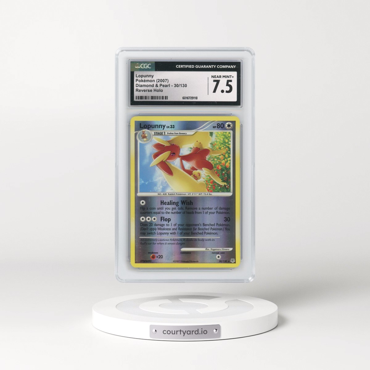 2007 Diamond & Pearl #30/130 Lopunny - Reverse Holo (CGC 7.5 NM+)