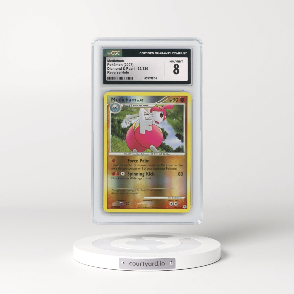 2007 Diamond & Pearl #32/130 Medicham - Reverse Holo (CGC 8 NM-MT)