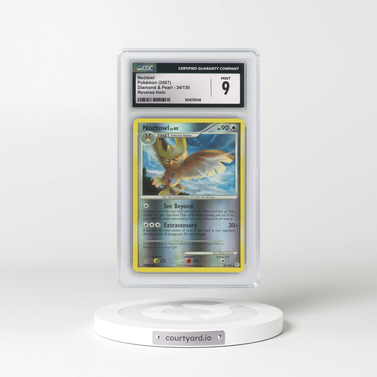 2007 Diamond & Pearl #34/130 Noctowl - Reverse Holo (CGC 9 MINT)