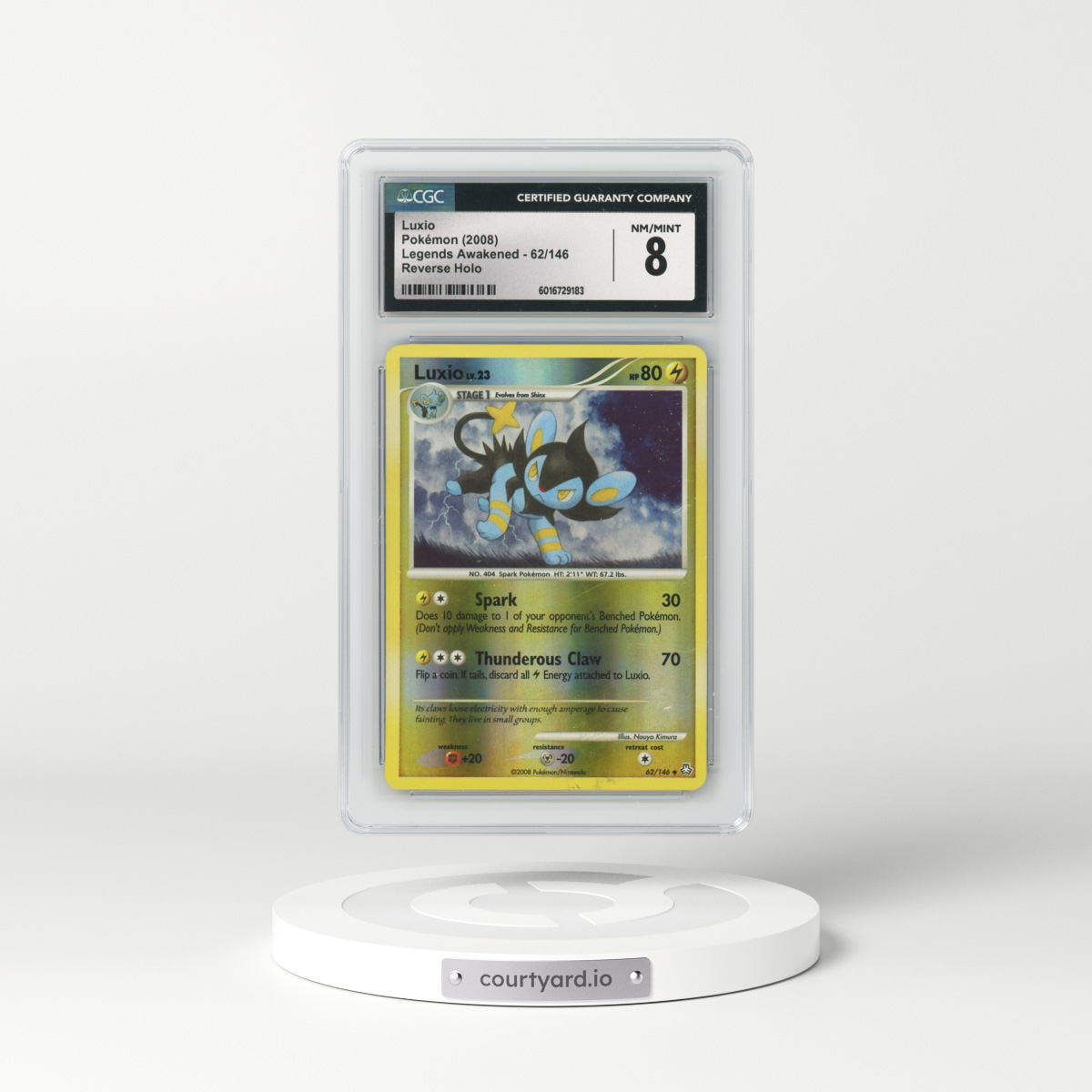 2008 Legends Awakened #62/146 Luxio - Reverse Holo (CGC 8 NM-MT)