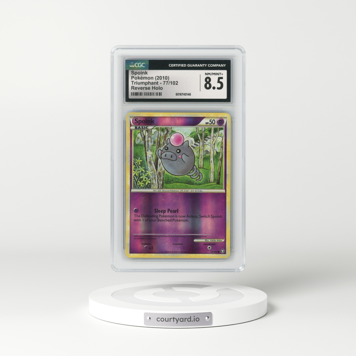 2010 Triumphant #77/102 Spoink - Reverse Holo (CGC 8.5 NM-MT+)