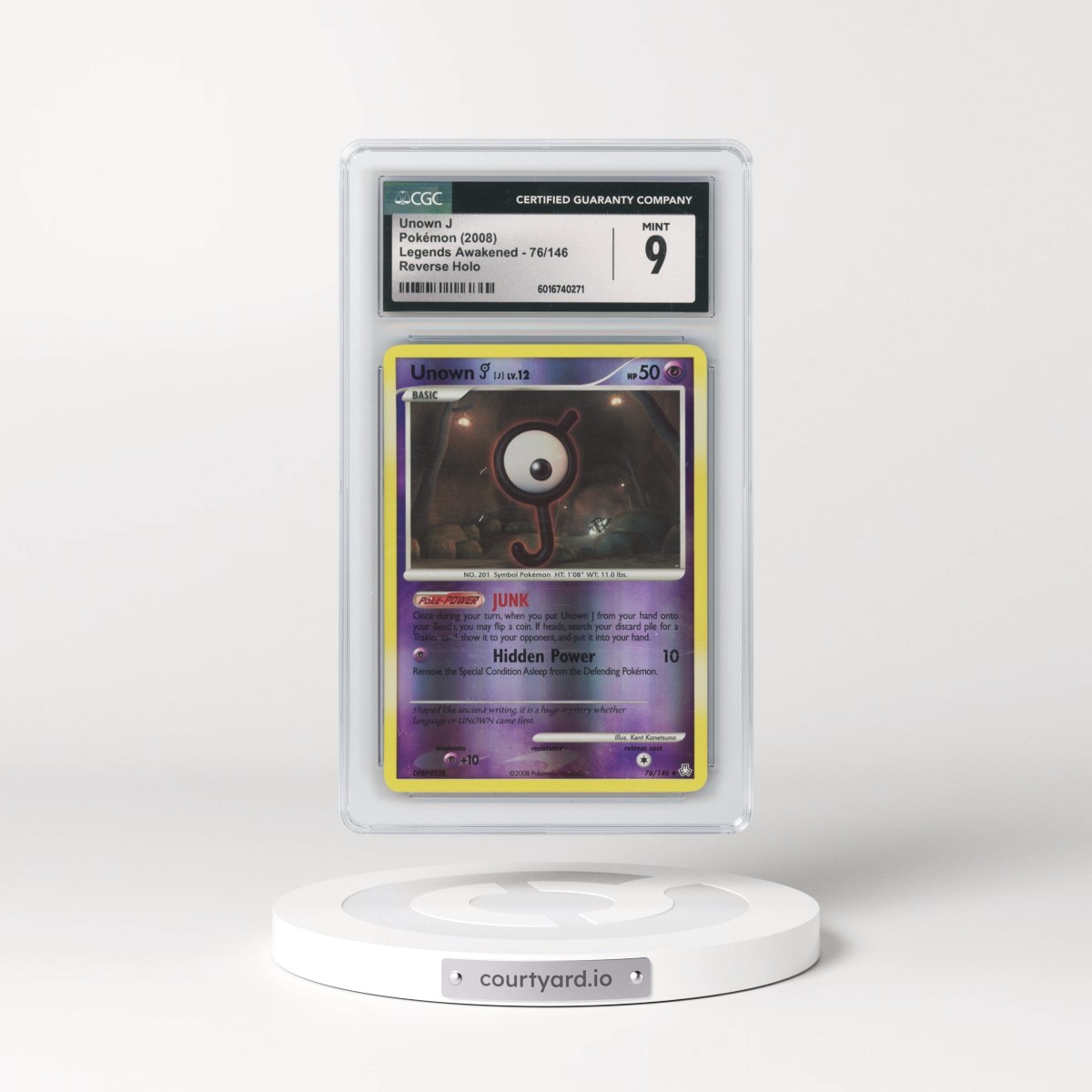 2008 Legends Awakened #76/146 Unown J - Reverse Holo (CGC 9 MINT)