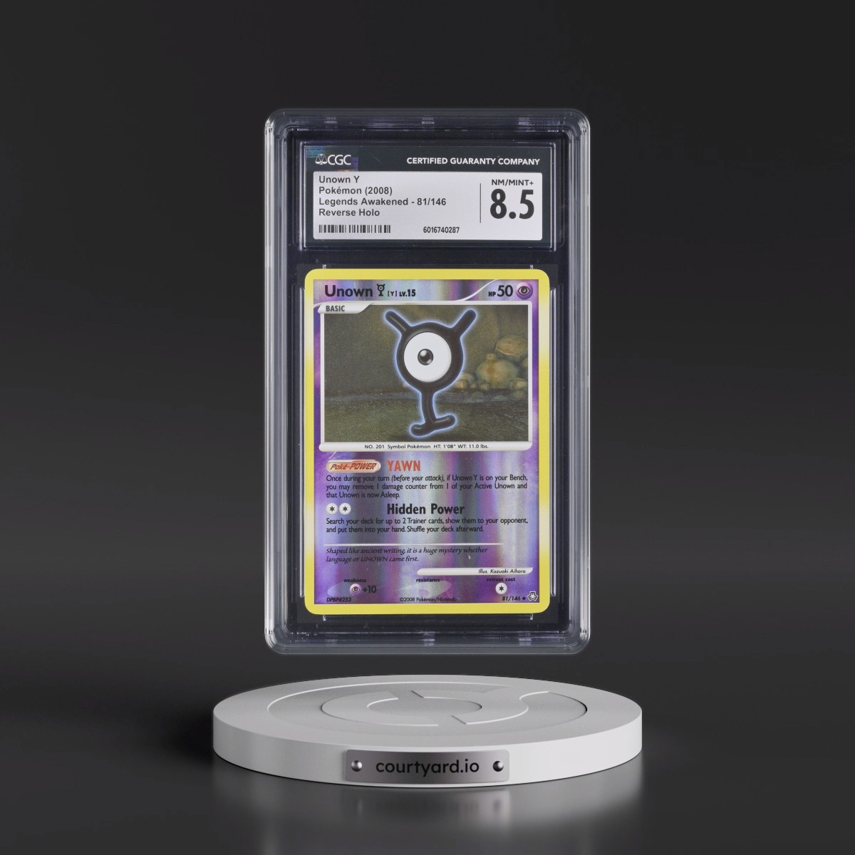 2008 Legends Awakened #81/146 Unown Y - Reverse Holo (CGC 8.5 NM-MT+)