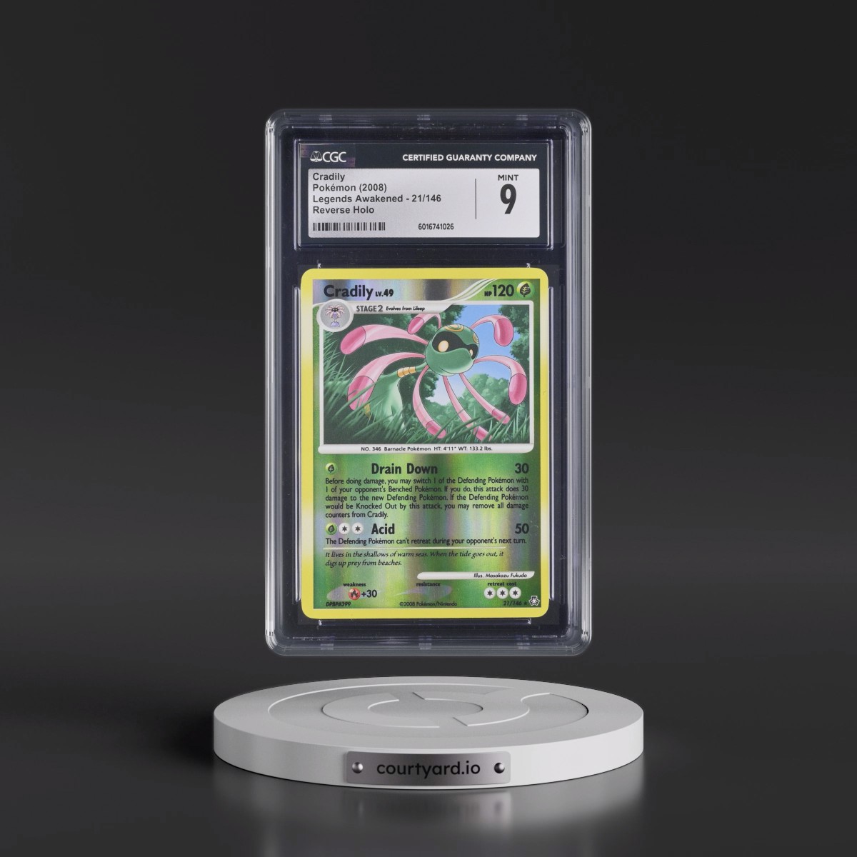 2008 Legends Awakened #21/146 Cradily - Reverse Holo (CGC 9 MINT)