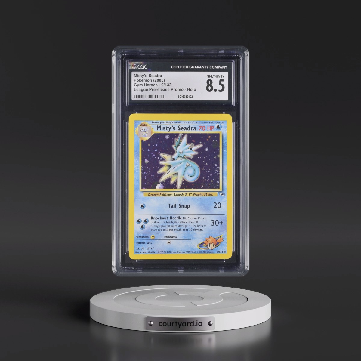 2000 Gym Heroes #9/132 Misty's Seadra - League Prerelease Promo (Holo) (CGC 8.5 NM-MT+)