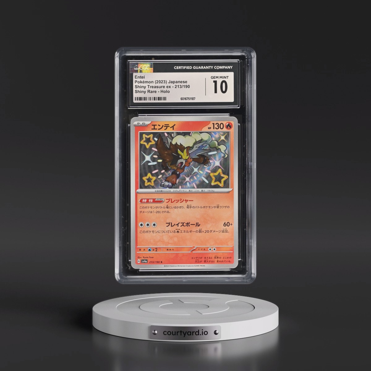 2023 Shiny Treasure ex #213/190 Entei - Shiny Rare Holo (CGC 10 GEM MINT)