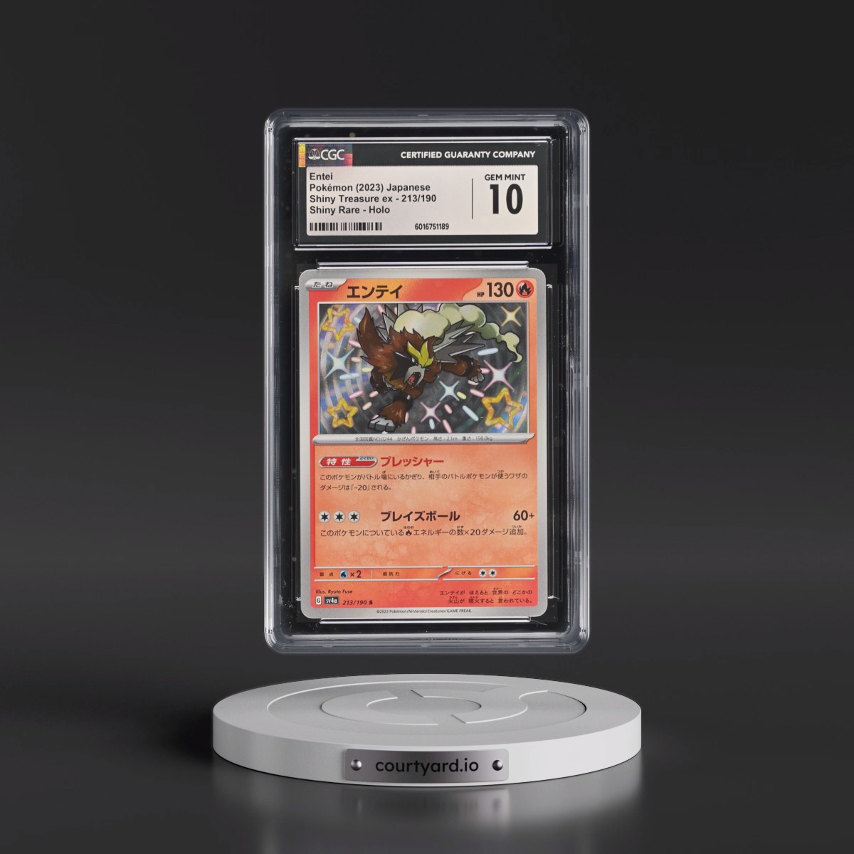 2023 Shiny Treasure ex #213/190 Entei - Shiny Rare Holo (CGC 10 GEM MINT)
