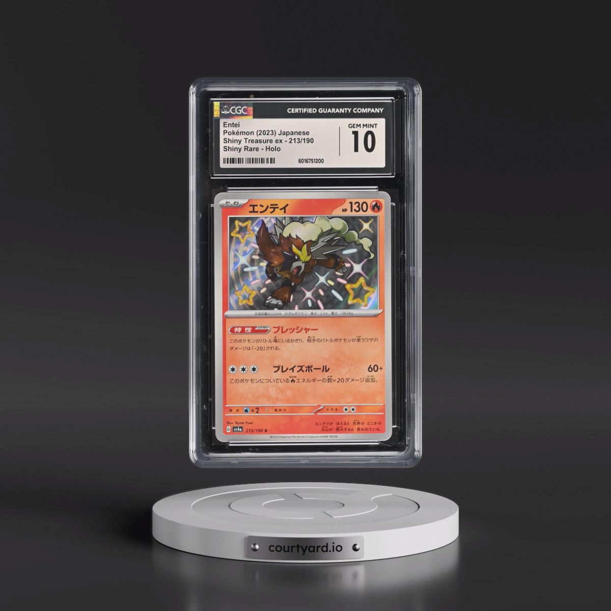 2023 Shiny Treasure ex #213/190 Entei - Shiny Rare Holo (CGC 10 GEM MINT)