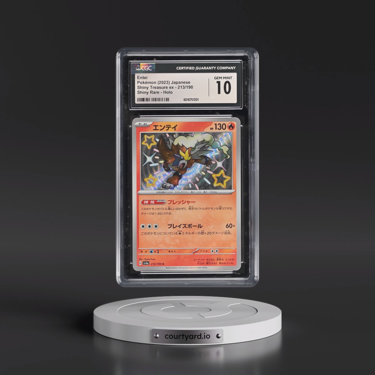 2023 Shiny Treasure ex #213/190 Entei - Shiny Rare Holo (CGC 10 GEM MINT)