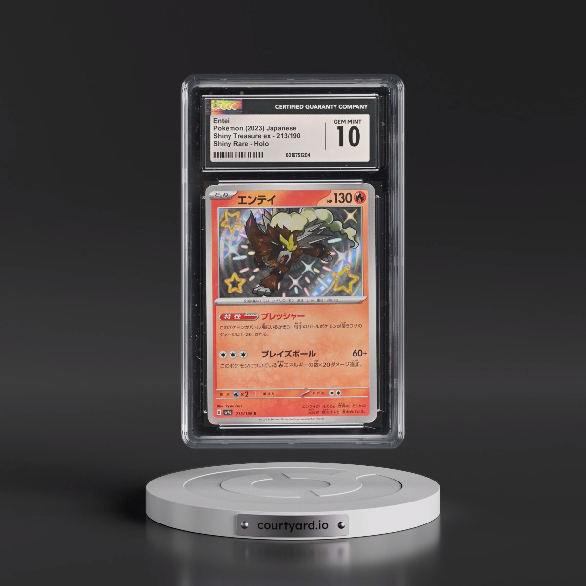 2023 Shiny Treasure ex #213/190 Entei - Shiny Rare Holo (CGC 10 GEM MINT)