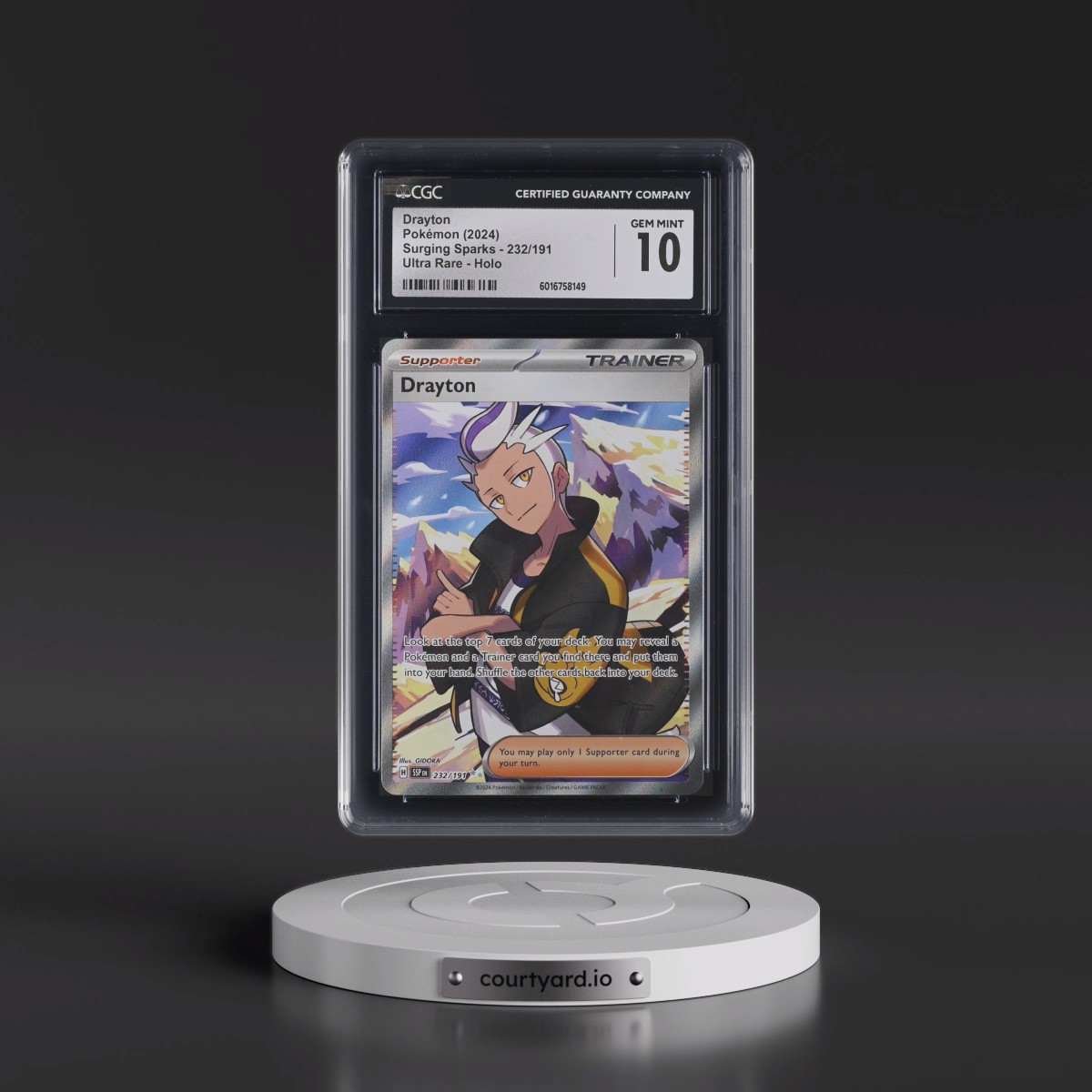 2024 Surging Sparks - SSP EN #232/191 Drayton - Ultra Rare Holo (CGC 10 GEM MINT)