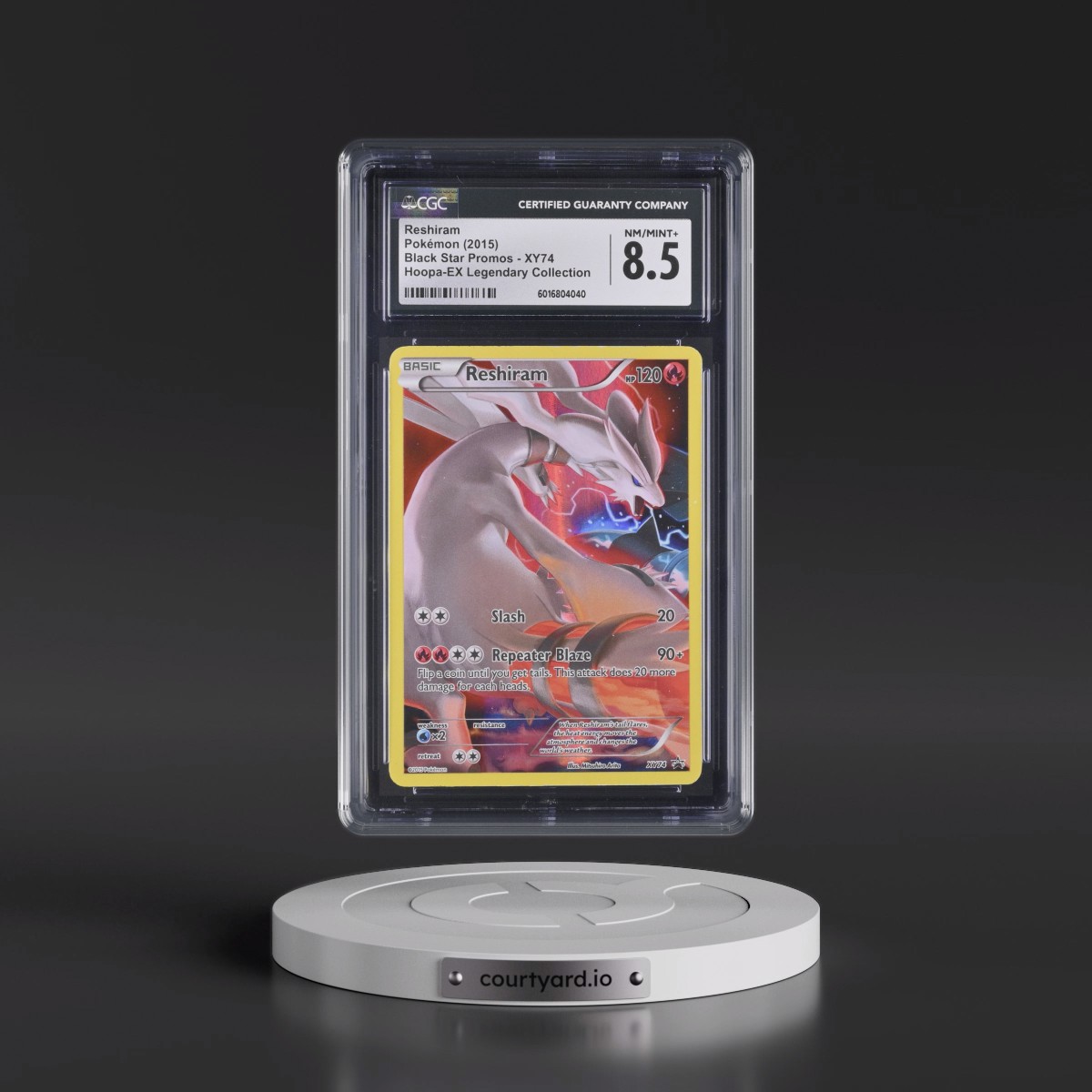2015 Pokémon XY Black Star Promos #XY74 Reshiram - Full Art (CGC 8.5 NM-MT+)