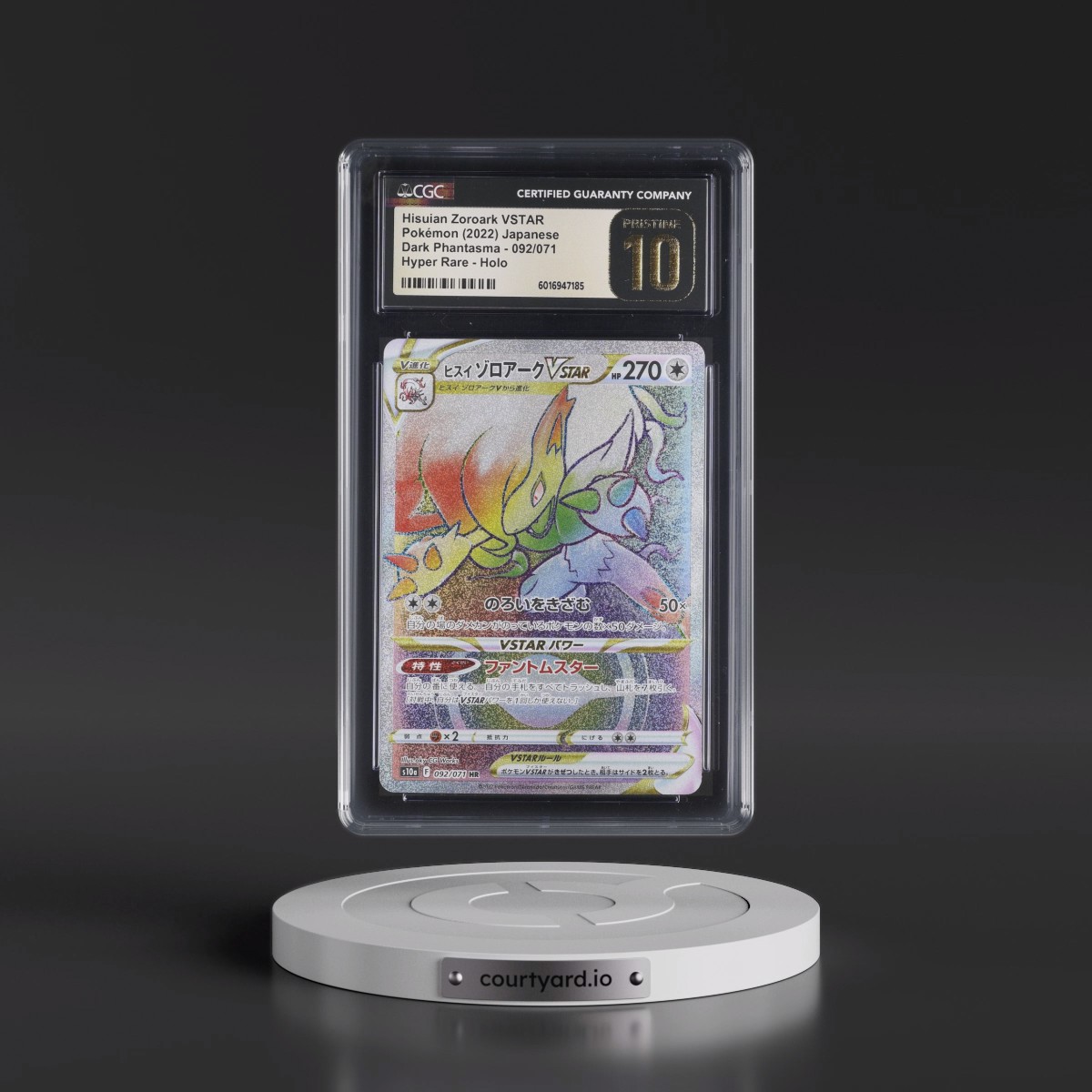 2021 Dark Phantasma #092/071 Hisuian Zoroark VSTAR - Hyper Rare Holo (CGC 10 PRISTINE)
