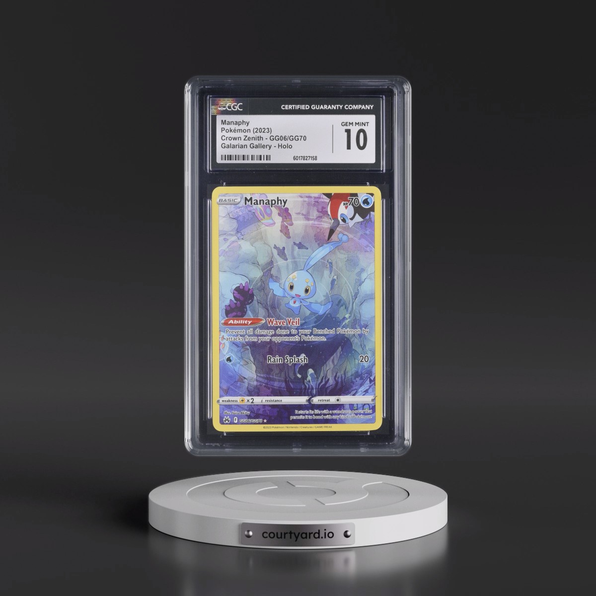 2023 Crown Zenith #GG06/GG70 Manaphy - Galarian Gallery Holo (CGC 10 GEM MINT)