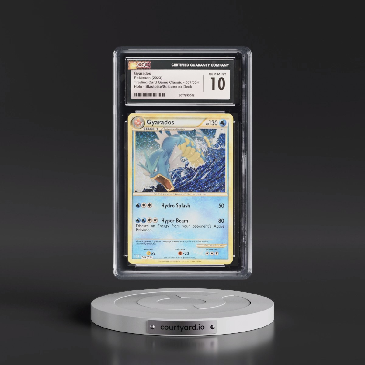 2023 Trading Card Game Classic - CLV, CLC, CLB #007/034 Gyarados - Blastoise & Suicune ex Deck - CLB Holo (CGC 10 GEM MINT)
