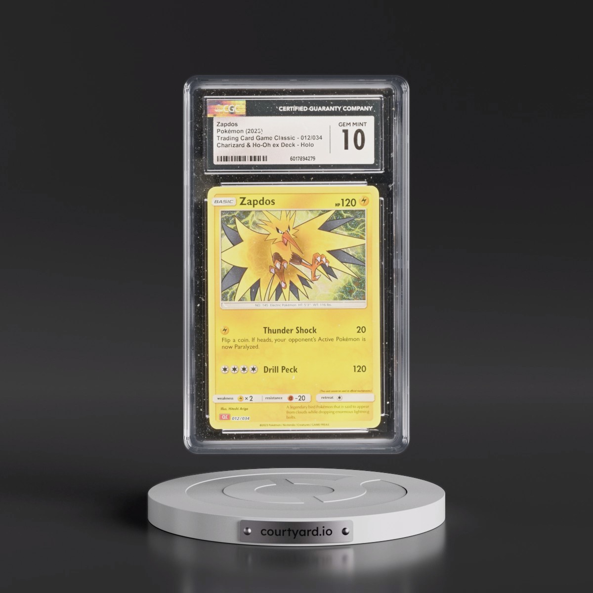 2023 Trading Card Game Classic - CLV, CLC, CLB #012/034 Zapdos - Charizard & Ho-Oh ex Deck - CLC Holo (CGC 10 GEM MINT)