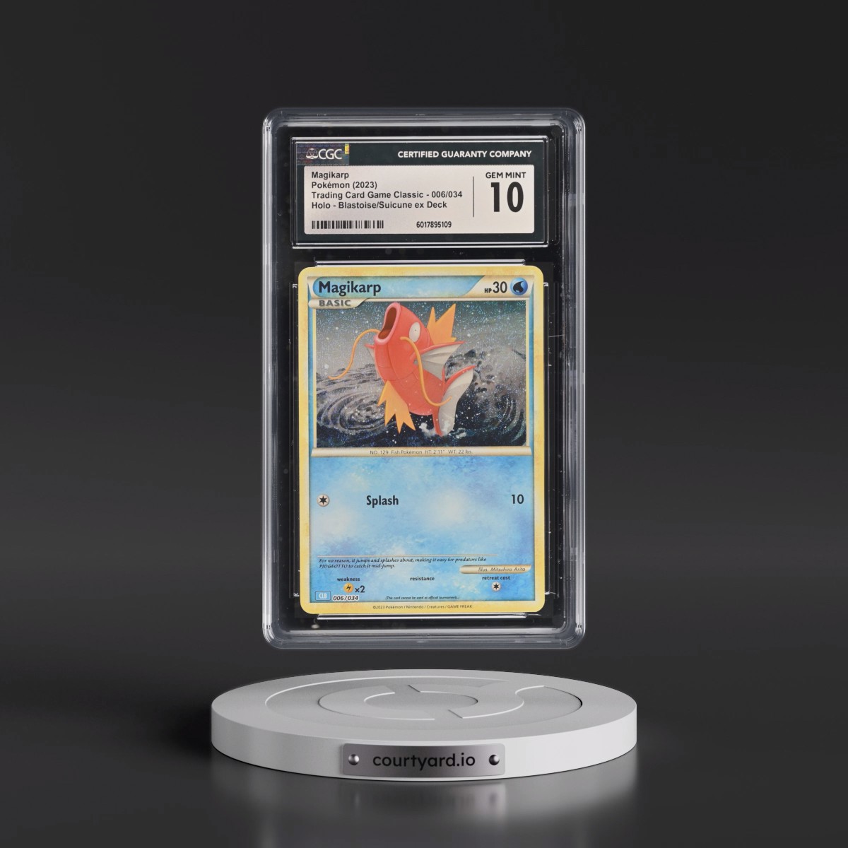 2023 Trading Card Game Classic - CLV, CLC, CLB #006/034 Magikarp - Blastoise & Suicune ex Deck - CLB Holo (CGC 10 GEM MINT)
