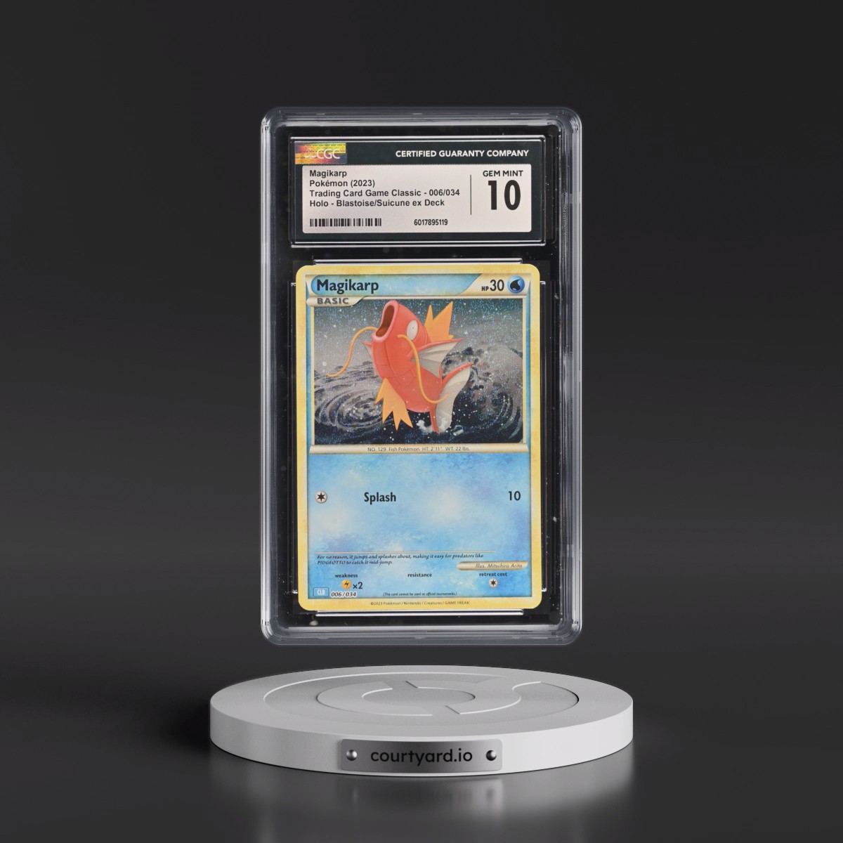 2023 Trading Card Game Classic - CLV, CLC, CLB #006/034 Magikarp - Blastoise & Suicune ex Deck - CLB Holo (CGC 10 GEM MINT)