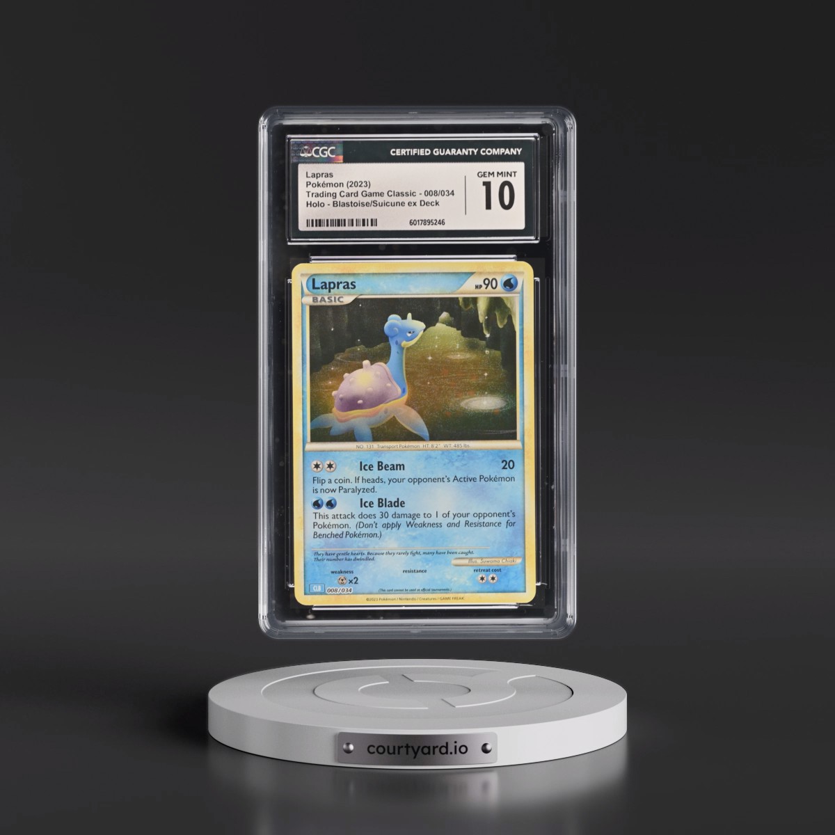 2023 Trading Card Game Classic - CLV, CLC, CLB #008/034 Lapras - Blastoise & Suicune ex Deck - CLB Holo (CGC 10 GEM MINT)