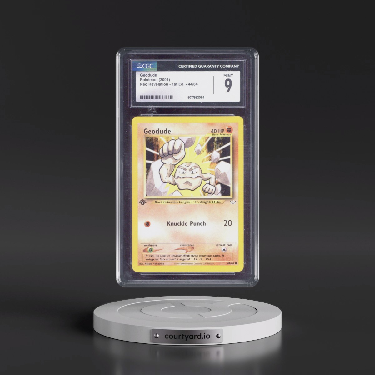 2001 Neo Revelation #44/64 Geodude - 1st Edition (CGC 9 MINT)