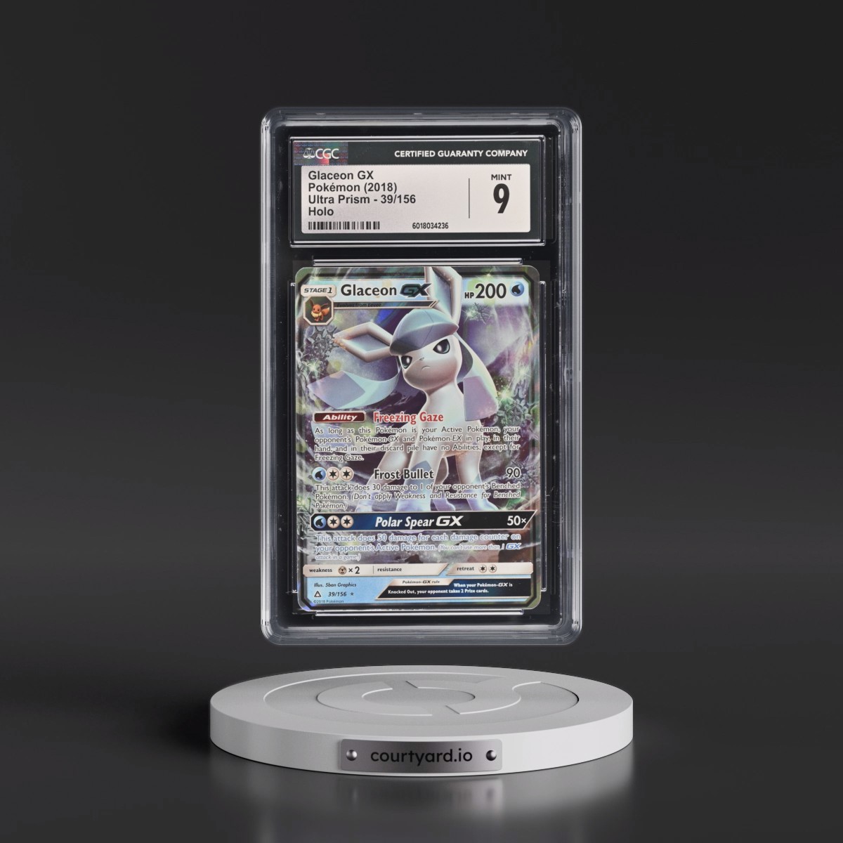 2018 Ultra Prism #39/156 Glaceon GX - Holo (CGC 9 MINT)
