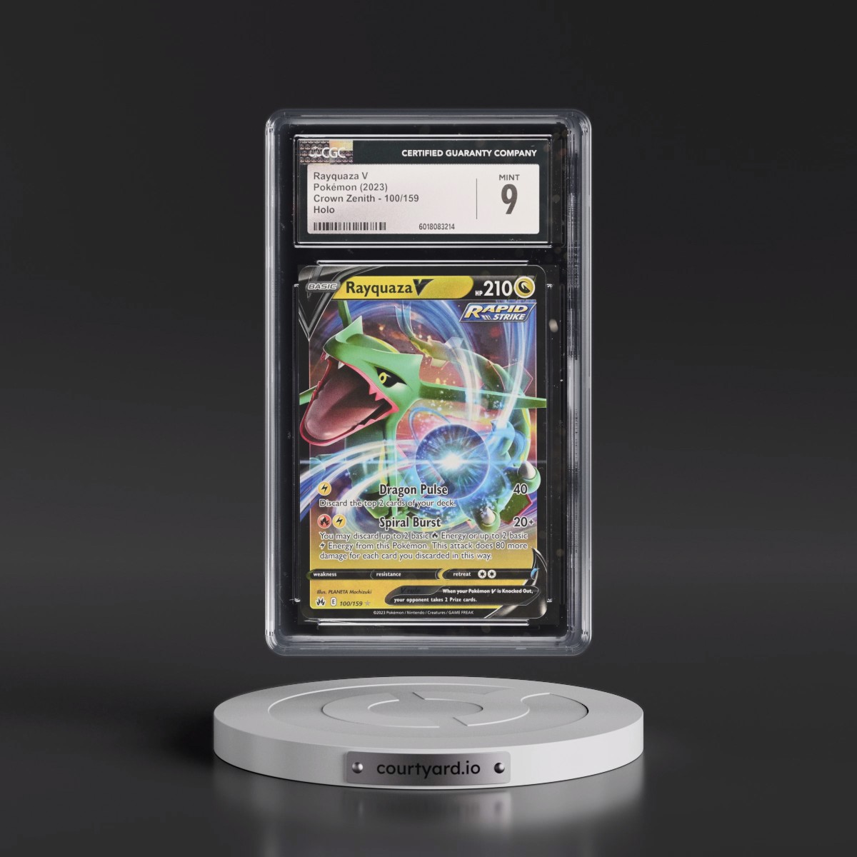 2023 Crown Zenith #100/159 Rayquaza V - Holo (CGC 9 MINT)