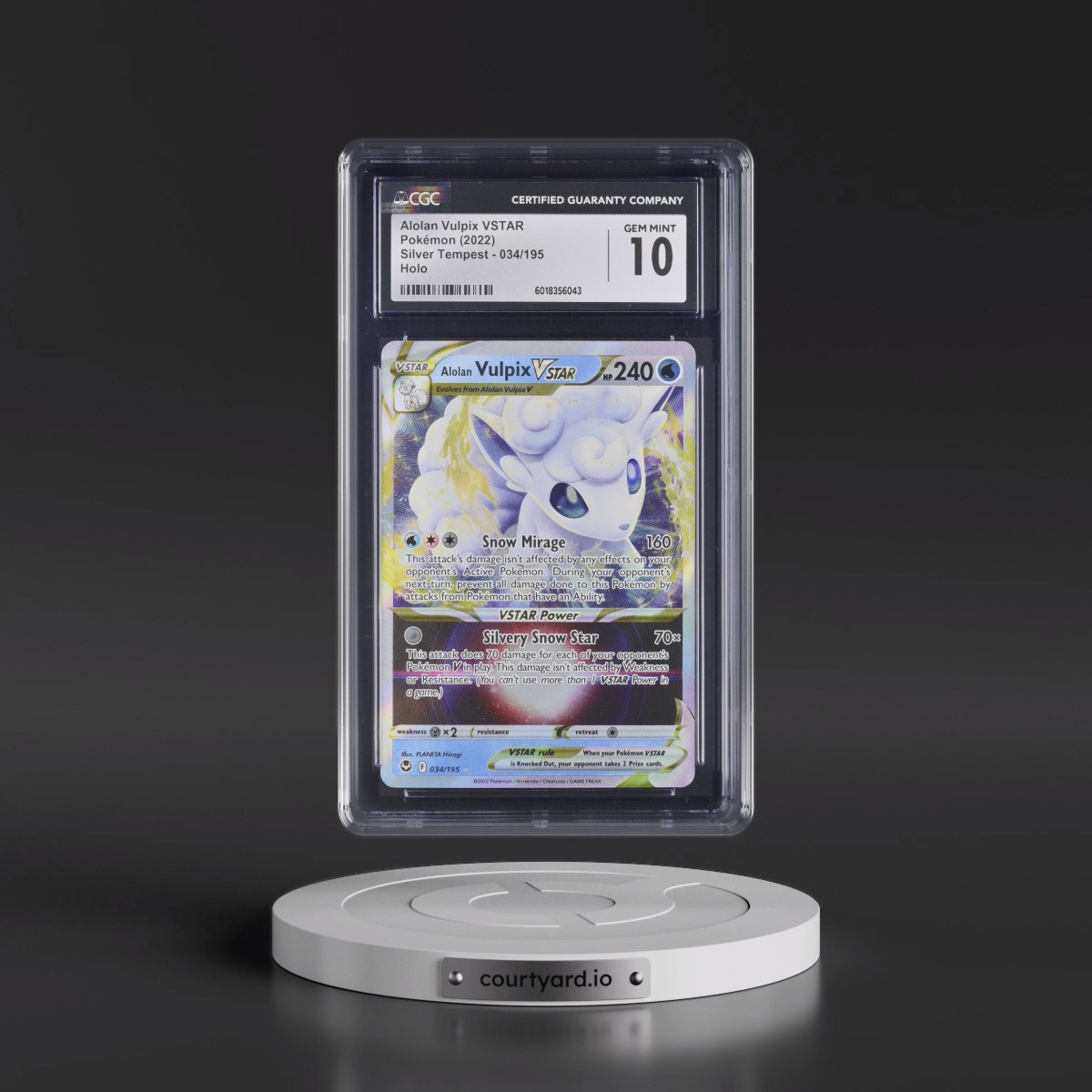 2022 Silver Tempest #034/195 Alolan Vulpix VSTAR - Holo (CGC 10 GEM MINT)