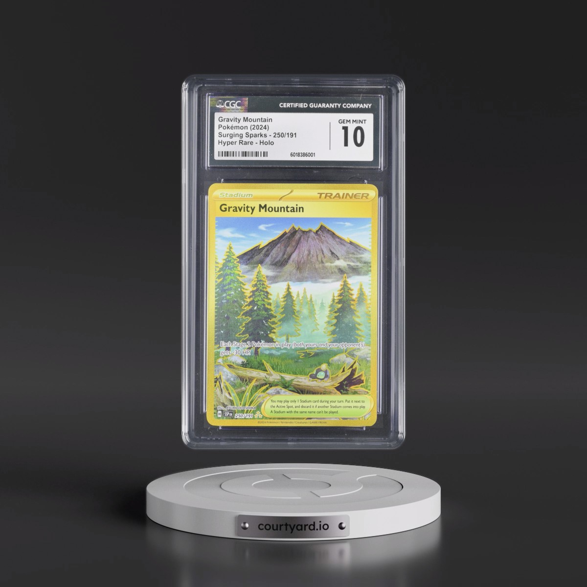 2024 Surging Sparks - SSP EN #250/191 Gravity Mountain - Hyper Rare Holo (CGC 10 GEM MINT)