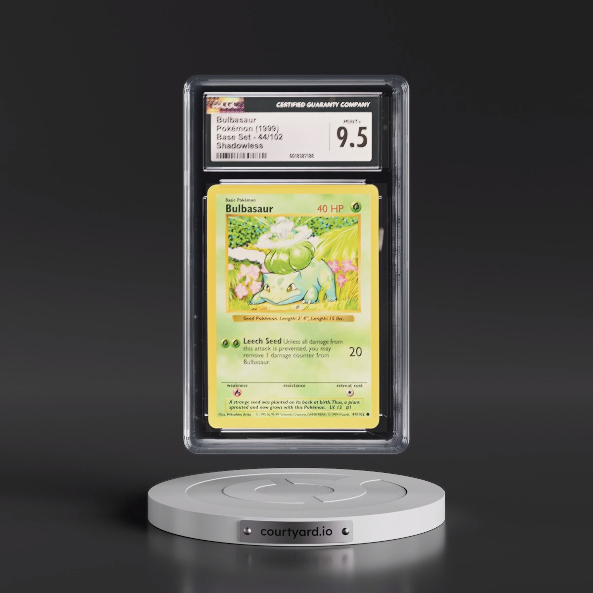 1999 Base Set #44/102 Bulbasaur - Shadowless Shadowless (CGC 9.5 MINT+)