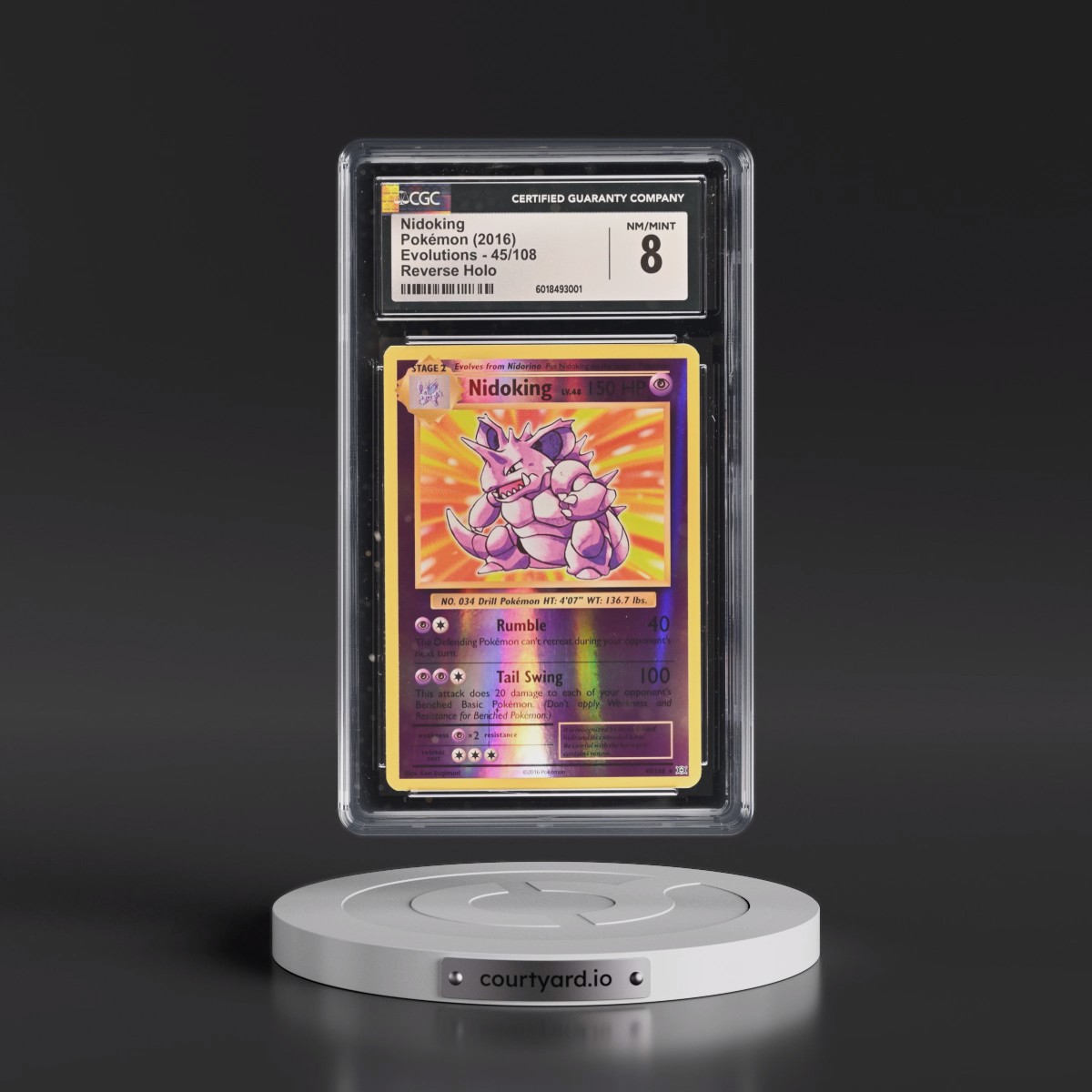 2016 Evolutions #45/108 Nidoking - Reverse Holo (CGC 8 NM-MT)