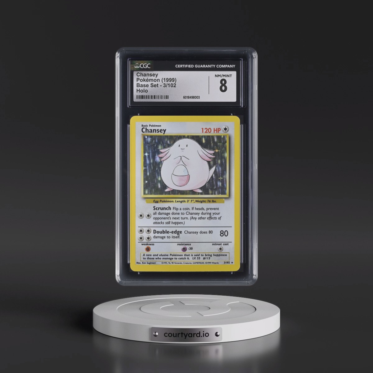 1999 Base Set #3/102 Chansey - Holo (CGC 8 NM-MT)