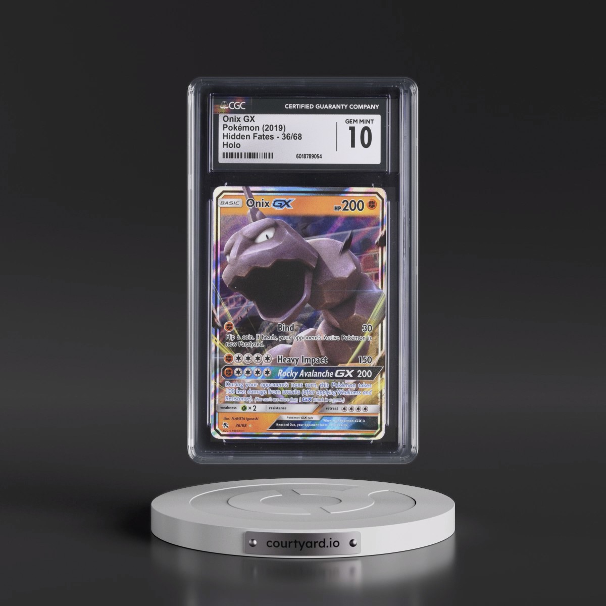 2019 Hidden Fates #36/68 Onix GX - Holo (CGC 10 GEM MINT)